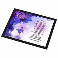 Sister Love Sentiment Poem Black Rim High Quality Glass Placemat