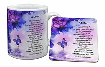 Sister Love Sentiment Poem Mug and Coaster Set