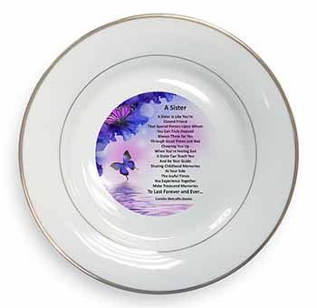 Sister Love Sentiment Poem Gold Rim Plate Printed Full Colour in Gift Box