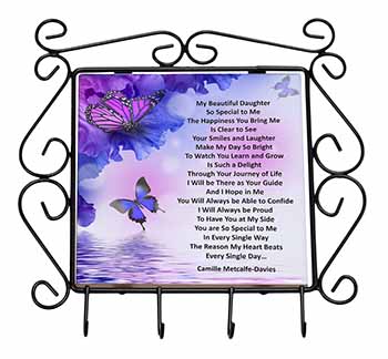 Daughter Poem Sentiment Wrought Iron Key Holder Hooks