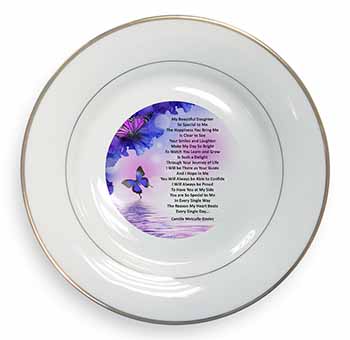 Daughter Poem Sentiment Gold Rim Plate Printed Full Colour in Gift Box