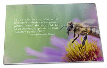 Large Glass Cutting Chopping Board Importance of Bees Quote