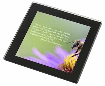 Importance of Bees Quote Black Rim High Quality Glass Coaster