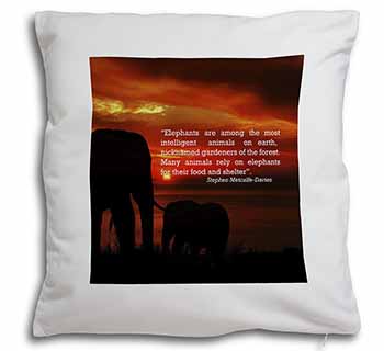 Elephants & Earth Quote Soft White Velvet Feel Scatter Cushion