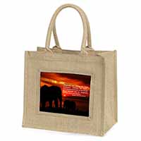 Elephants & Earth Quote Natural/Beige Jute Large Shopping Bag