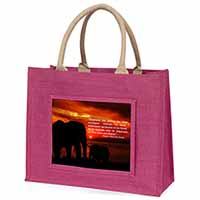 Elephants & Earth Quote Large Pink Jute Shopping Bag