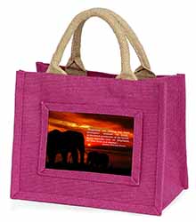 Elephants & Earth Quote Little Girls Small Pink Jute Shopping Bag