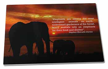 Large Glass Cutting Chopping Board Elephants & Earth Quote