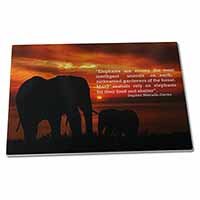 Large Glass Cutting Chopping Board Elephants & Earth Quote