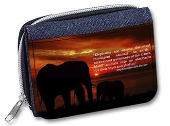 Elephants & Earth Quote Unisex Denim Purse Wallet