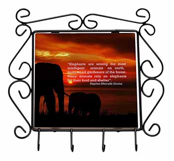 Elephants & Earth Quote Wrought Iron Key Holder Hooks