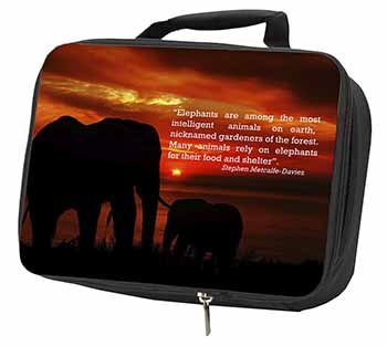 Elephants & Earth Quote Black Insulated School Lunch Box/Picnic Bag