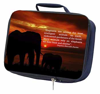 Elephants & Earth Quote Navy Insulated School Lunch Box/Picnic Bag