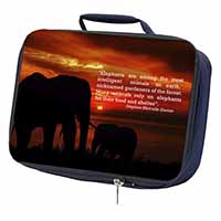 Elephants & Earth Quote Navy Insulated School Lunch Box/Picnic Bag