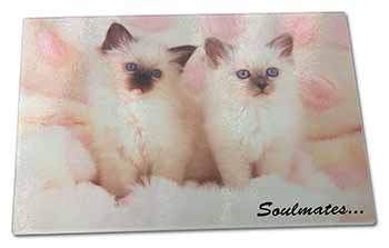 Large Glass Cutting Chopping Board Birman Kittens 