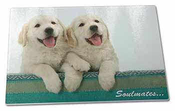 Large Glass Cutting Chopping Board Golden Retriever Pups 