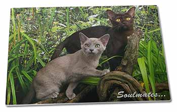 Large Glass Cutting Chopping Board Burmese Cats 