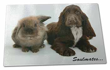 Large Glass Cutting Chopping Board Spaniel and Rabbit 