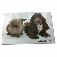 Large Glass Cutting Chopping Board Spaniel and Rabbit 