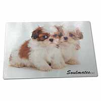 Large Glass Cutting Chopping Board Shih-Tzu Dogs 