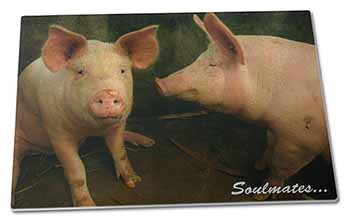 Large Glass Cutting Chopping Board Pigs in Love Sty 