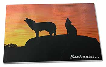 Large Glass Cutting Chopping Board Sunset Wolves 