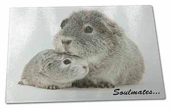 Large Glass Cutting Chopping Board Silver Guinea Pigs 