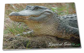 Large Glass Cutting Chopping Board Crocodile 