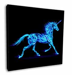 Blue Fire Unicorn Print Square Canvas 12"x12" Wall Art Picture Print