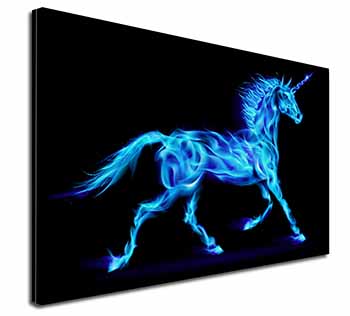 Blue Fire Unicorn Print Canvas X-Large 30"x20" Wall Art Print