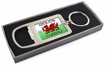 Wales Cymru Welsh Gift Chrome Metal Bottle Opener Keyring in Box