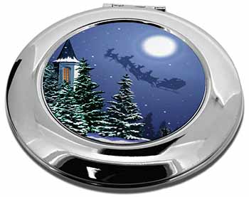 Christmas Eve Santa on Sleigh Make-Up Round Compact Mirror