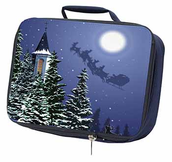 Christmas Eve Santa on Sleigh Navy Insulated School Lunch Box/Picnic Bag