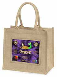 Capricorn Star Sign Birthday Gift Natural/Beige Jute Large Shopping Bag