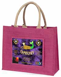 Capricorn Star Sign Birthday Gift Large Pink Jute Shopping Bag