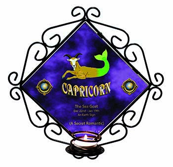 Capricorn Star Sign Birthday Gift Wrought Iron Wall Art Candle Holder