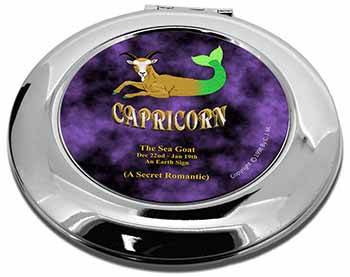 Capricorn Star Sign Birthday Gift Make-Up Round Compact Mirror