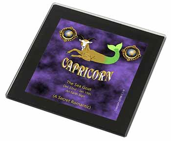 Capricorn Star Sign Birthday Gift Black Rim High Quality Glass Coaster