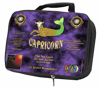 Capricorn Star Sign Birthday Gift Black Insulated School Lunch Box/Picnic Bag