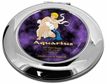 Aquarius Star Sign Birthday Gift Make-Up Round Compact Mirror