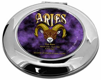 Aries Astrology Star Sign Birthday Gift Make-Up Round Compact Mirror