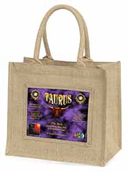 Taurus Star Sign Birthday Gift Natural/Beige Jute Large Shopping Bag