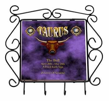 Taurus Star Sign Birthday Gift Wrought Iron Key Holder Hooks