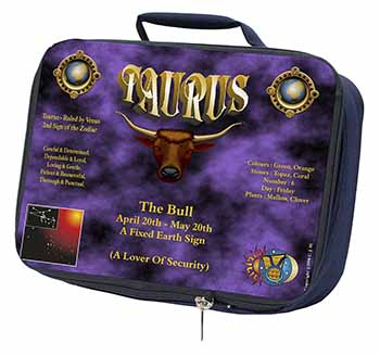 Taurus Star Sign Birthday Gift Navy Insulated School Lunch Box/Picnic Bag