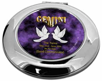 Gemini Star Sign Birthday Gift Make-Up Round Compact Mirror