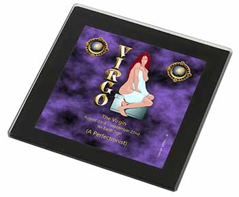 Virgo Star Sign Birthday Gift Black Rim High Quality Glass Coaster