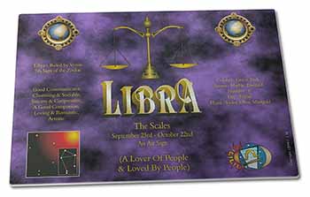 Large Glass Cutting Chopping Board Libra Star Sign of the Zodiac