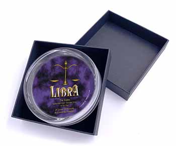 Libra Star Sign of the Zodiac Glass Paperweight in Gift Box