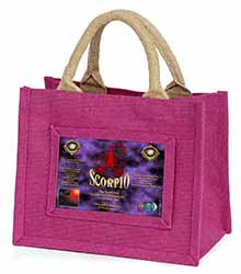 Scorpio Star Sign of the Zodiac Little Girls Small Pink Jute Shopping Bag