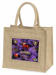 Sagittarius Star Sign of the Zodiac Natural/Beige Jute Large Shopping Bag